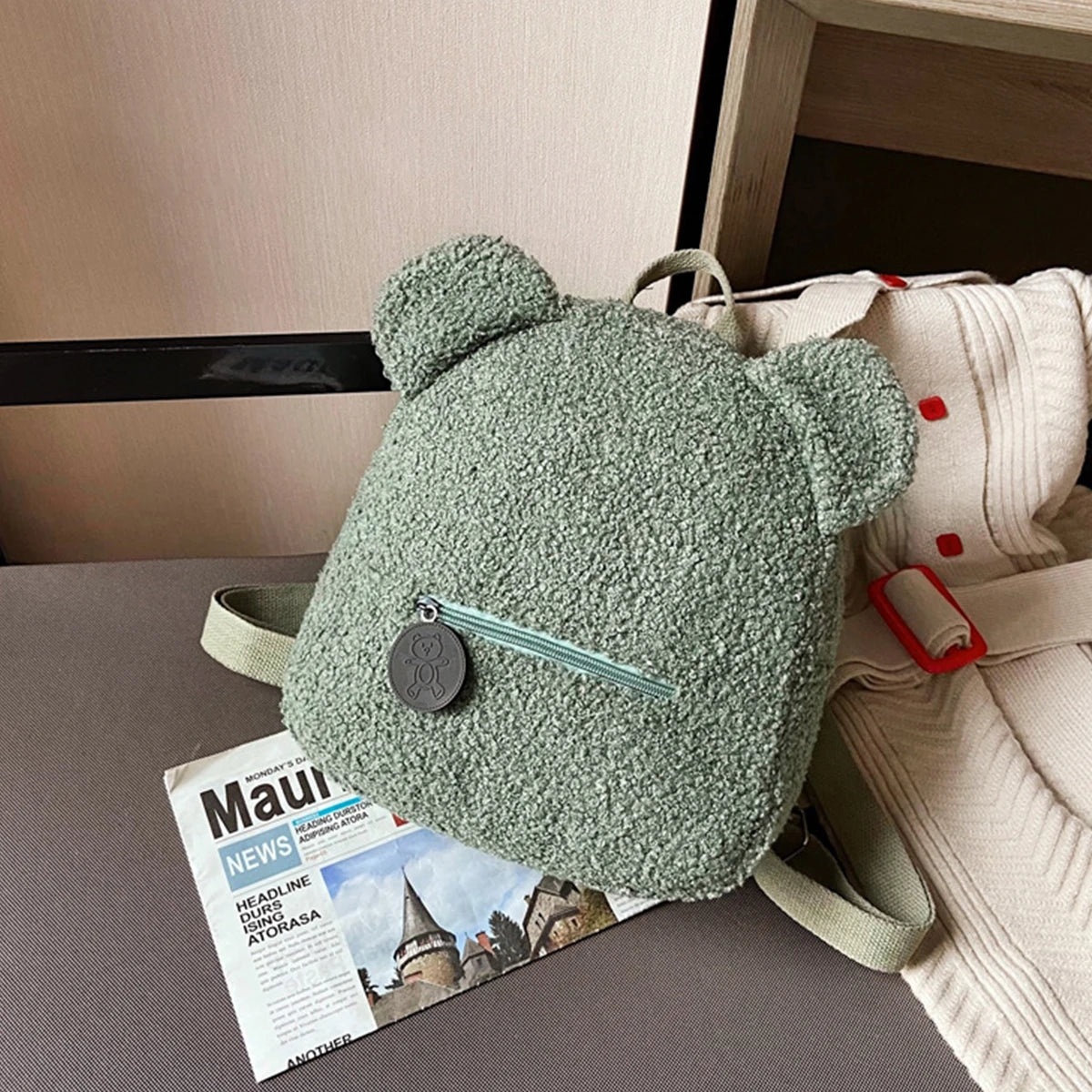 Plüsch Rucksack mit Bärenohren – Kuscheliger Damen- & Kinderrucksack im Korean Style