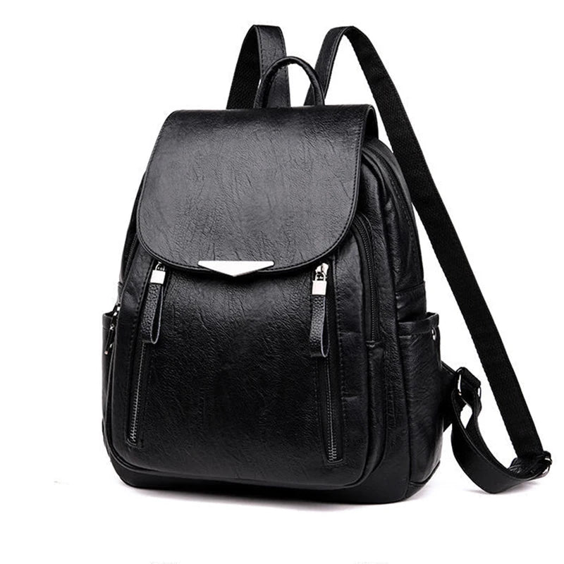 Damen Rucksack aus PU-Leder – Eleganter Freizeit- & Reiserucksack mit Reißverschluss