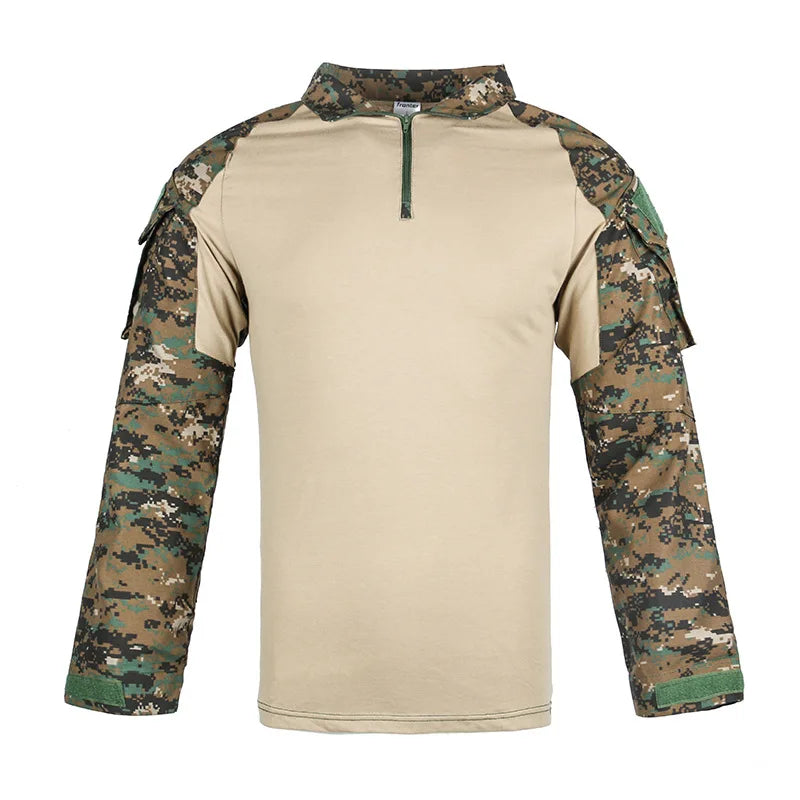 Taktisches Langarm Camouflage Shirt – Herren Outdoor Hunting & Hiking T-Shirt – Atmungsaktiv für Trekking, Airsoft & Camping