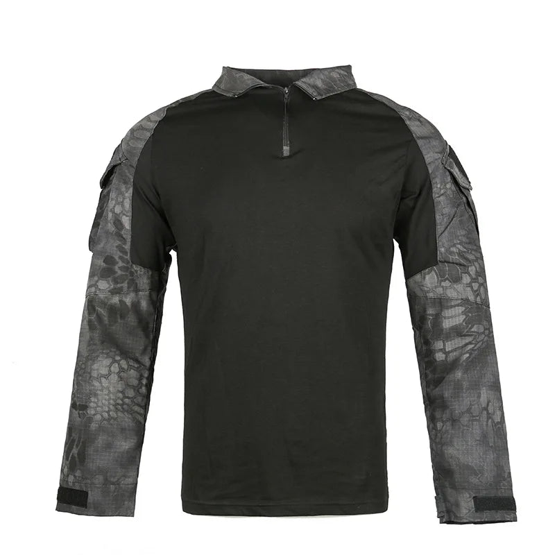 Taktisches Langarm Camouflage Shirt – Herren Outdoor Hunting & Hiking T-Shirt – Atmungsaktiv für Trekking, Airsoft & Camping