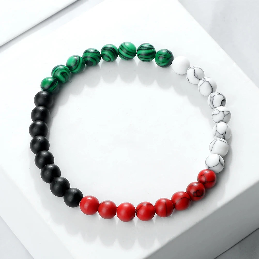 Palästina Armband – Geflochtenes Unisex Armband mit Natursteinperlen