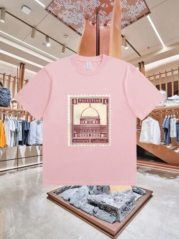Palästina T-Shirt „Stamp“ – 100 % Baumwolle – Retro Kurzarm Shirt im Streetwear-Style