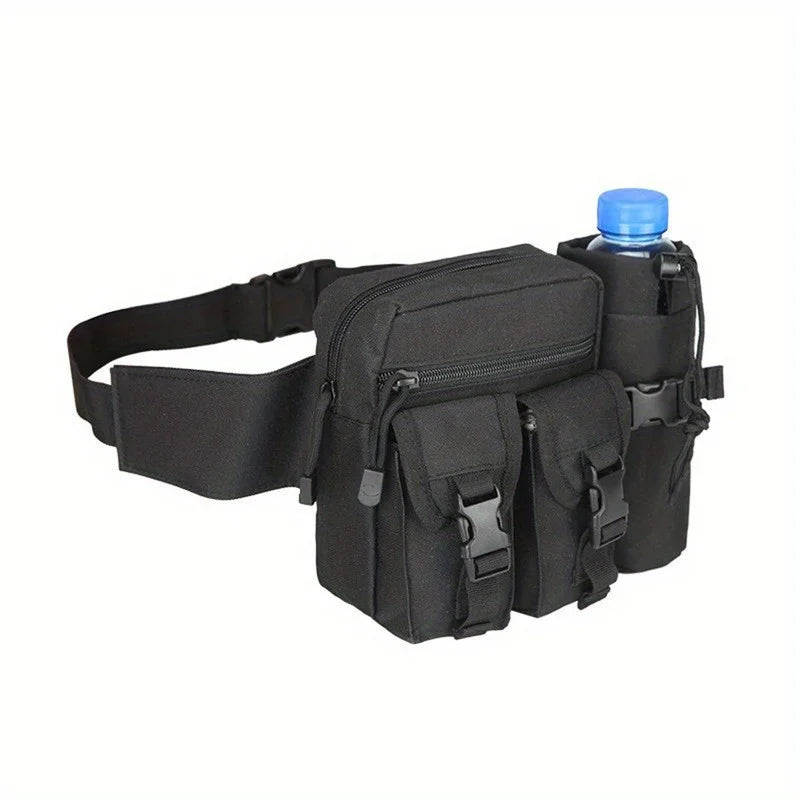 Taktische Gürteltasche mit Flaschenhalter – 6L Outdoor Hüfttasche aus 800D Oxford – Für Wandern, Camping & Trekking