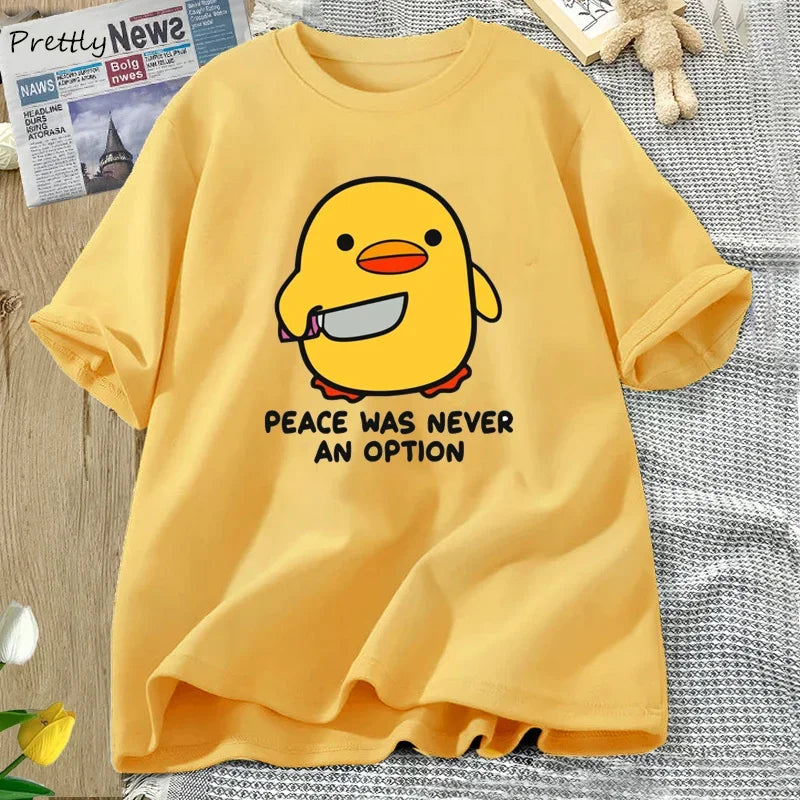 Peace Was Never An Option T-Shirt Damen & Herren – Lustiges Gänse Motiv aus Baumwolle
