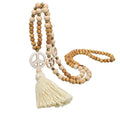 Peace Anhänger Halskette – Boho Kette mit Holzperlen & Peace-Symbol – Lange Damen-Halskette ca. 96 cm