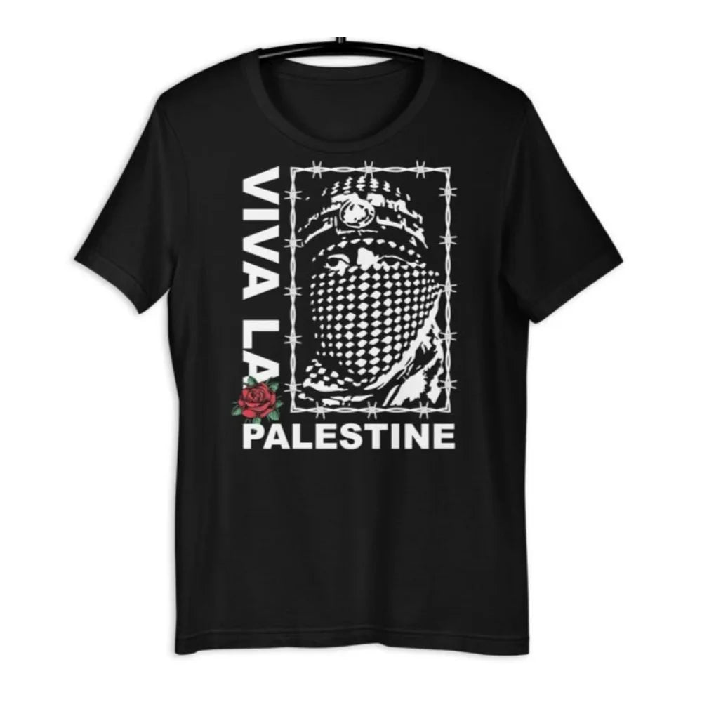 Palästina Unisex T-Shirt – Schwarzes Baumwollshirt mit Grafikdruck | Kurzarm Casual Tee