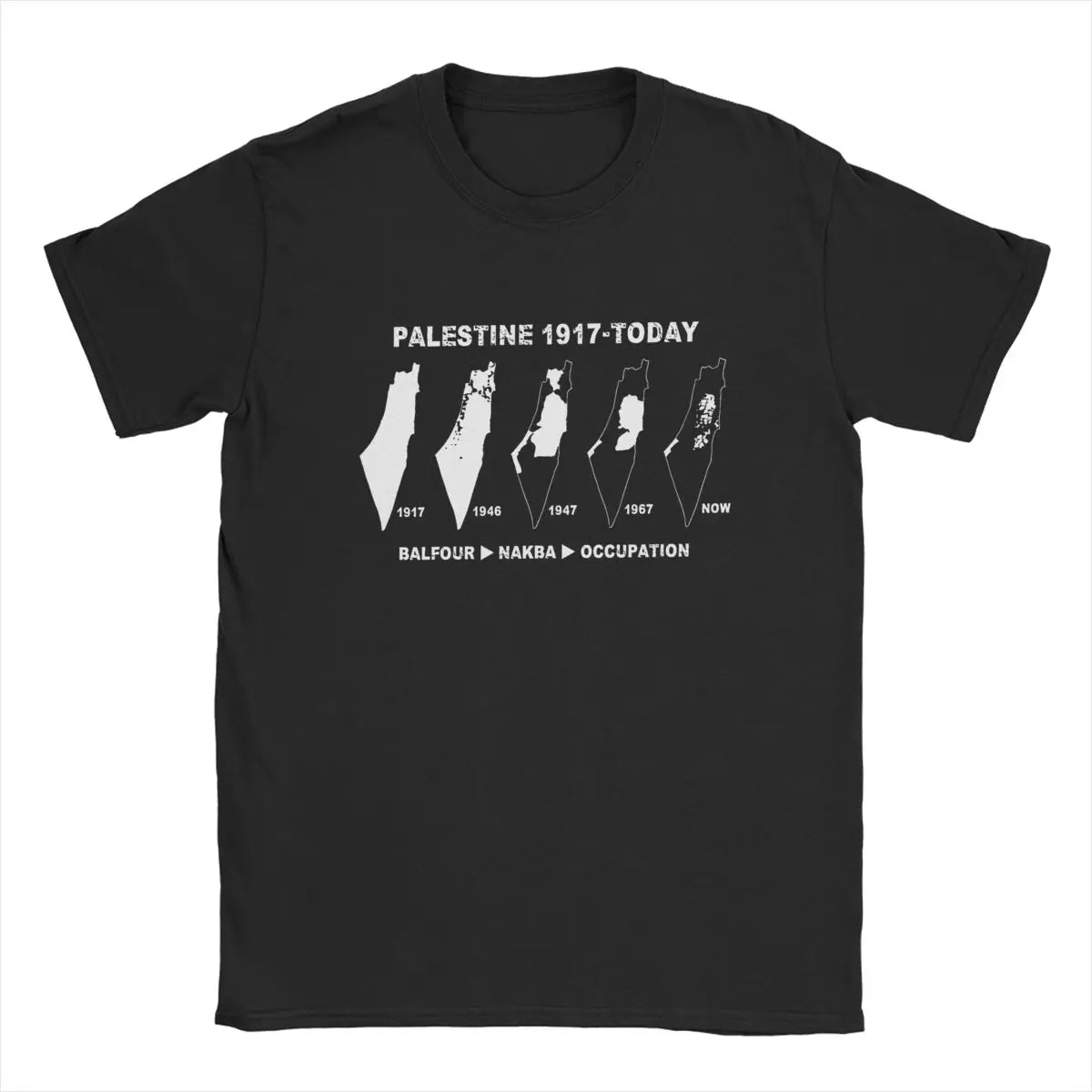 Herren T-Shirt mit Palästina-Kartenmotiv – 100 % Baumwolle | Kurzarm Casual Shirt