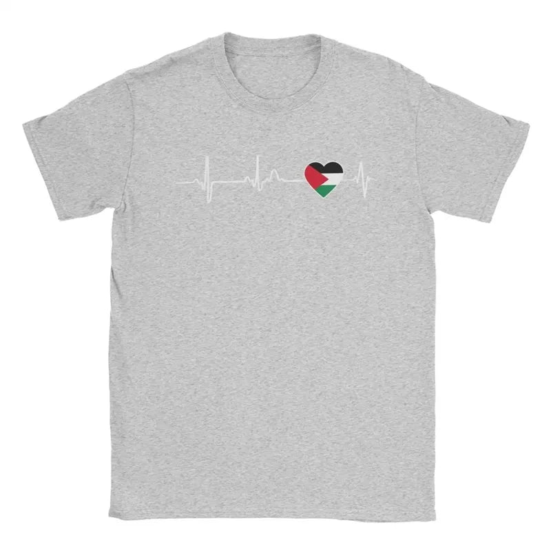 Heartbeat Palästina T-Shirt – Herren Kurzarmshirt mit Herzschlag-Print | Leicht & Schnelltrocknend