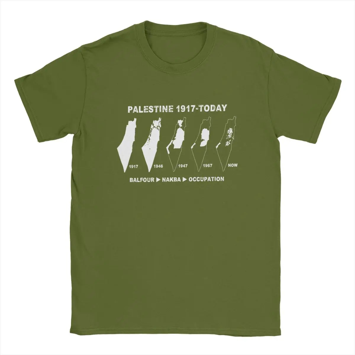 Herren T-Shirt mit Palästina-Kartenmotiv – 100 % Baumwolle | Kurzarm Casual Shirt