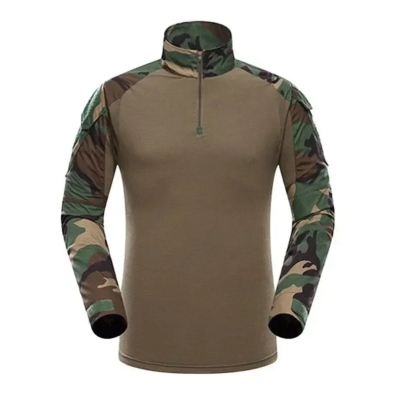 Taktisches Langarm Camouflage Shirt – Herren Outdoor Hunting & Hiking T-Shirt – Atmungsaktiv für Trekking, Airsoft & Camping
