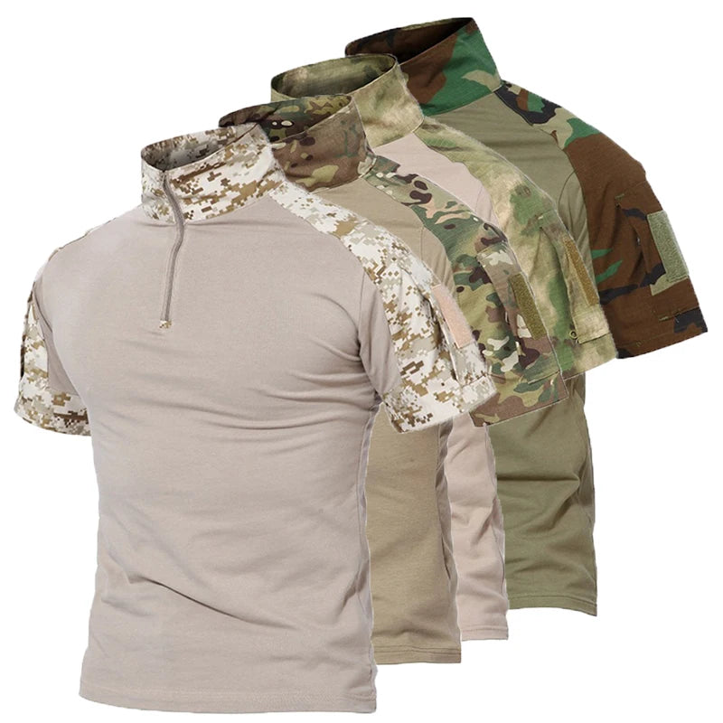 Herren Tactical T-Shirt – Kurzarm Outdoor Shirt aus Baumwoll-Polyester-Mix für Hiking, Camping & Freizeit