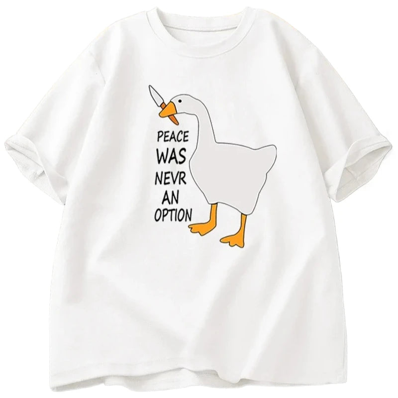 „Peace Was Never An Option“ Damen T-Shirt – Stylisches Statement-Shirt für Frühling & Sommer