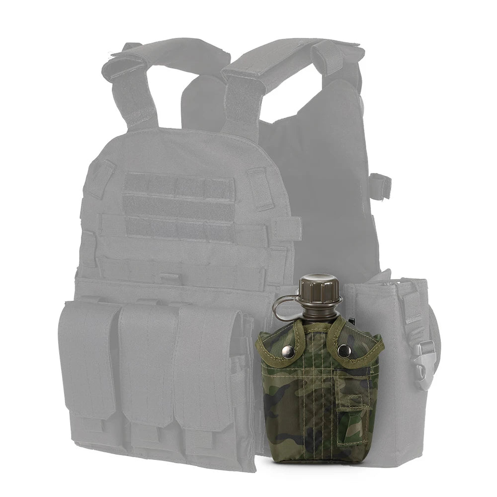 1 Liter Outdoor Feldflasche mit Filz-Hülle – Militär Trinkflasche für Camping, Wandern & Trekking