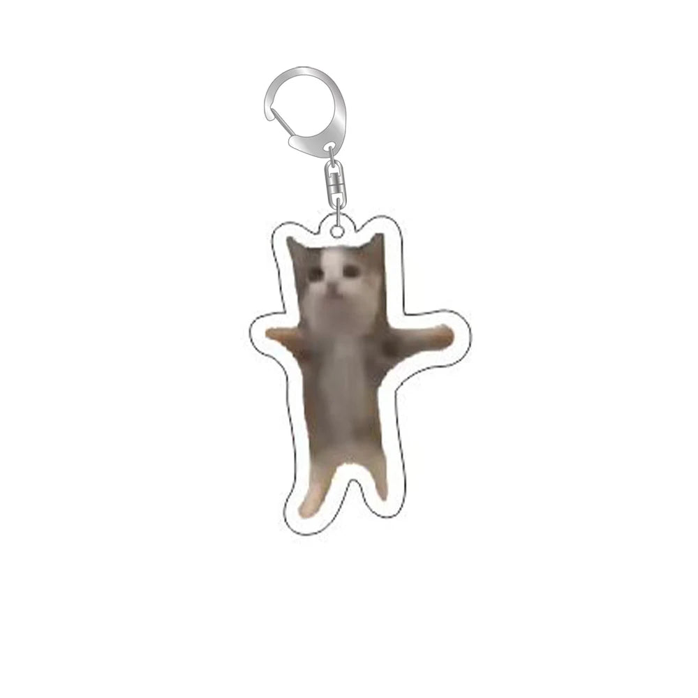 Lustiger Meme Schlüsselanhänger – Acryl Anhänger mit Katze oder Hund – Schlüsselring für Tasche, Auto & Smartphone