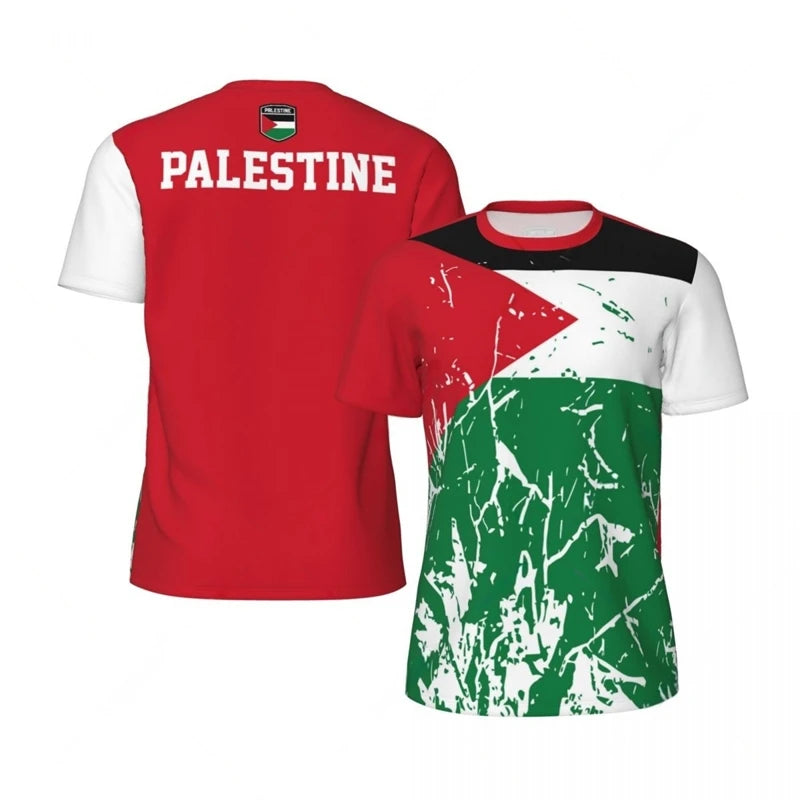 Palästina Fußball T-Shirt mit Flaggenmotiv – Atmungsaktives Unisex 3D-Print Jersey