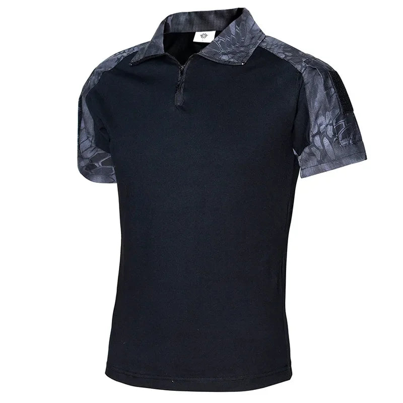 Herren Tactical T-Shirt – Kurzarm Outdoor Shirt aus Baumwoll-Polyester-Mix für Hiking, Camping & Freizeit