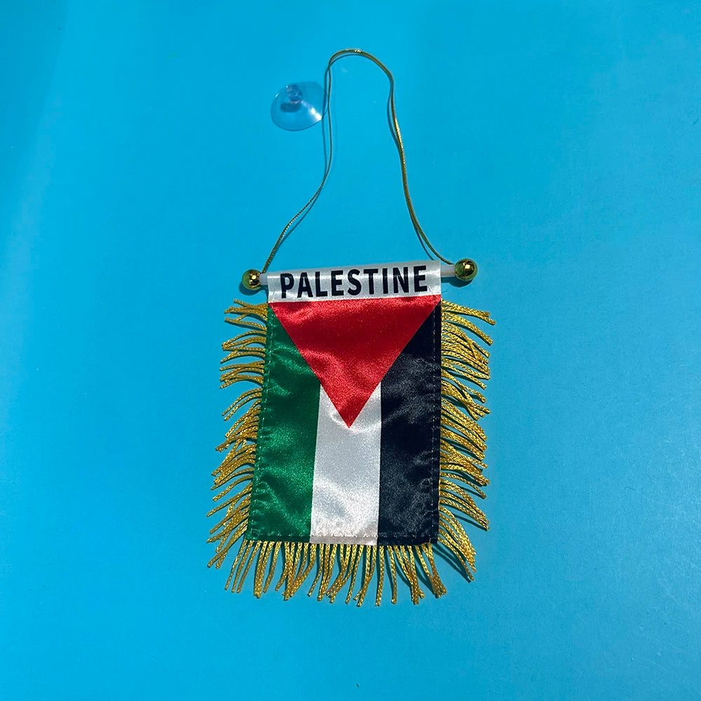 Palästina Autoflagge 8 × 12 cm – Doppelseitig bedruckte Mini-Fensterflagge
