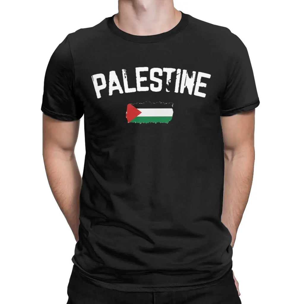 Herren T-Shirt mit Palästina-Flaggenmotiv – 100 % Baumwolle | Kurzarm Casual Shirt
