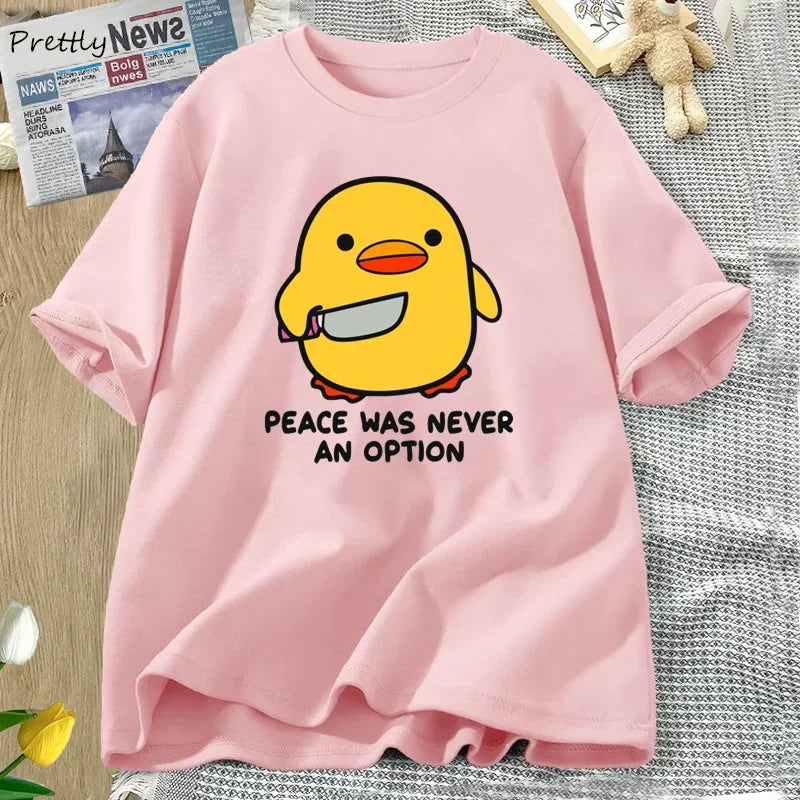 Peace Was Never An Option T-Shirt Damen & Herren – Lustiges Gänse Motiv aus Baumwolle