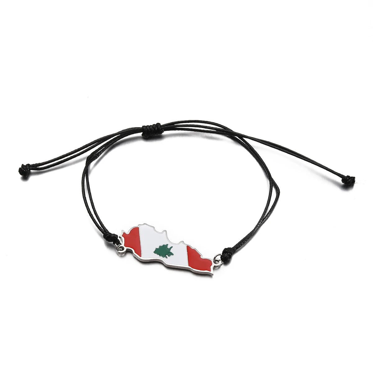 Libanon Karten-Armband – Verstellbares Unisex Armband mit Libanon-Anhänger | Schwarzes Band