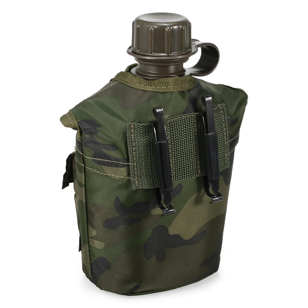 1 Liter Outdoor Feldflasche mit Filz-Hülle – Militär Trinkflasche für Camping, Wandern & Trekking