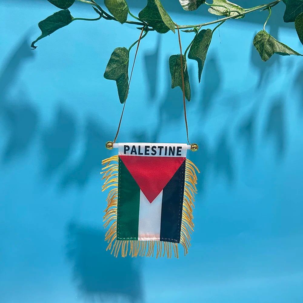 Palästina Autoflagge 8 × 12 cm – Doppelseitig bedruckte Mini-Fensterflagge