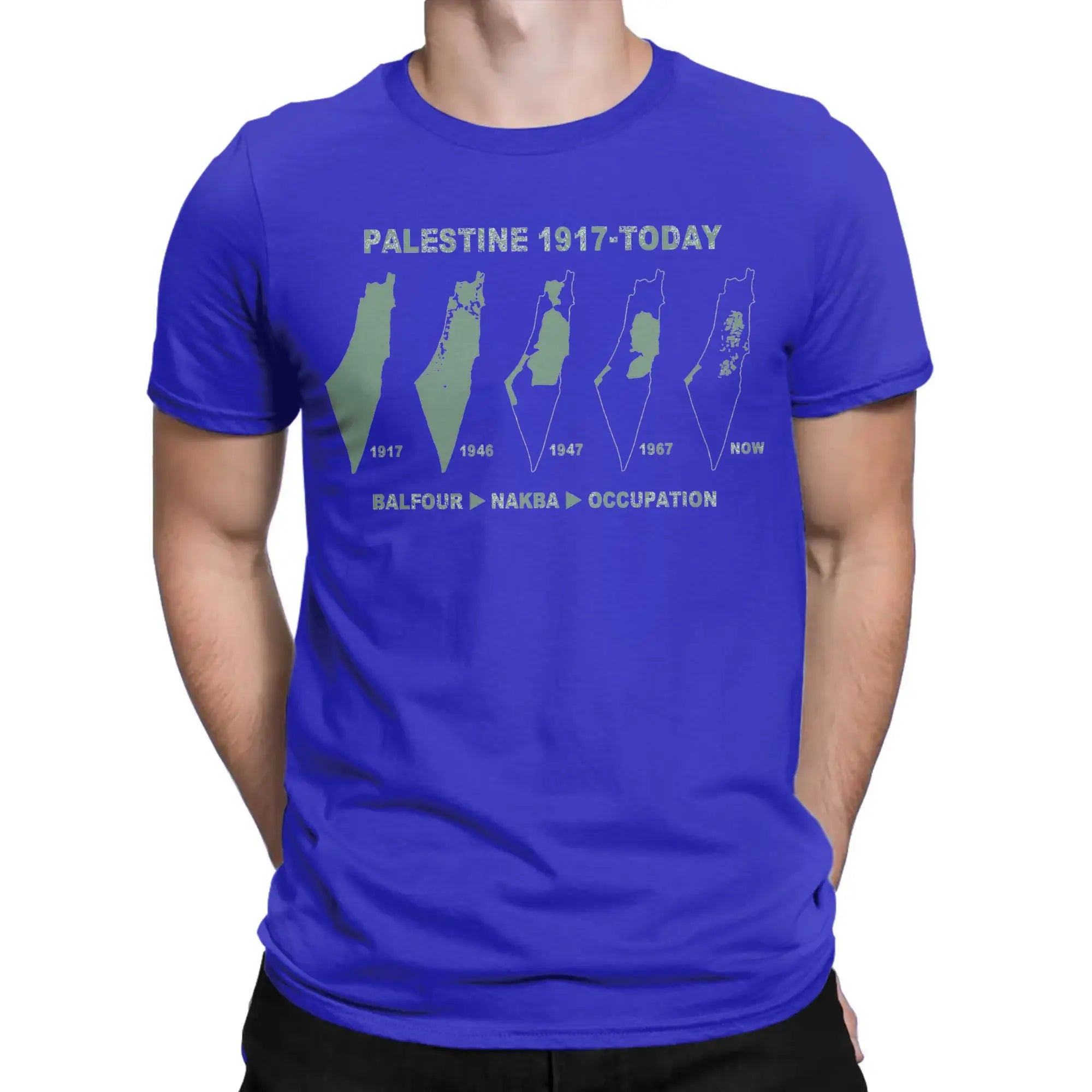 Palästina Herren T-Shirt aus 100 % Baumwolle – Landkarten-Print – Oversize Kurzarm Shirt