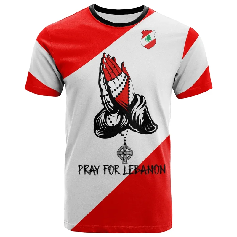 Libanon Flaggen T-Shirt – Camouflage Herren Shirt mit 3D-Print | Kurzarm Unisex