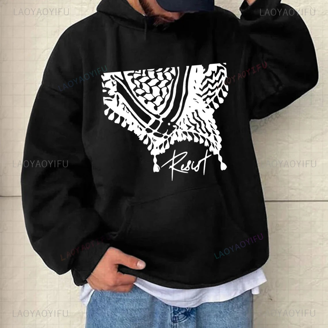 Palästina Hoodie mit Kufiya-Motiv – Warmer Unisex Kapuzenpullover für Damen & Herren