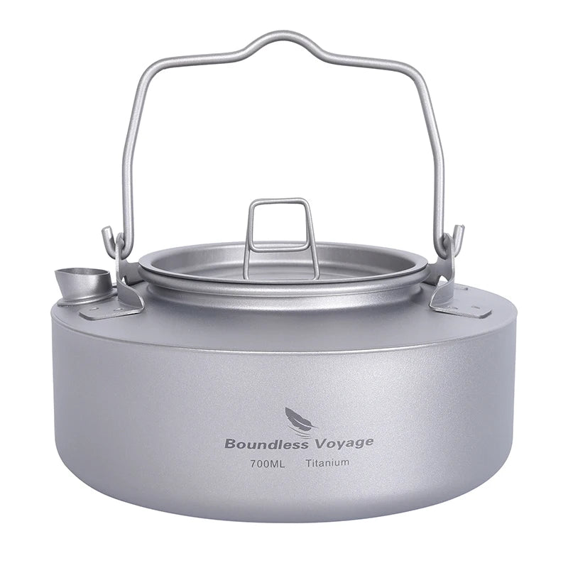 Boundless Voyage Titan Camping-Wasserkessel 700 ml – Ultraleichter Teekessel mit Klappgriff & Transportbeutel