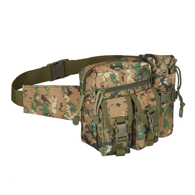 Taktische Gürteltasche mit Flaschenhalter – 6L Outdoor Hüfttasche aus 800D Oxford – Für Wandern, Camping & Trekking