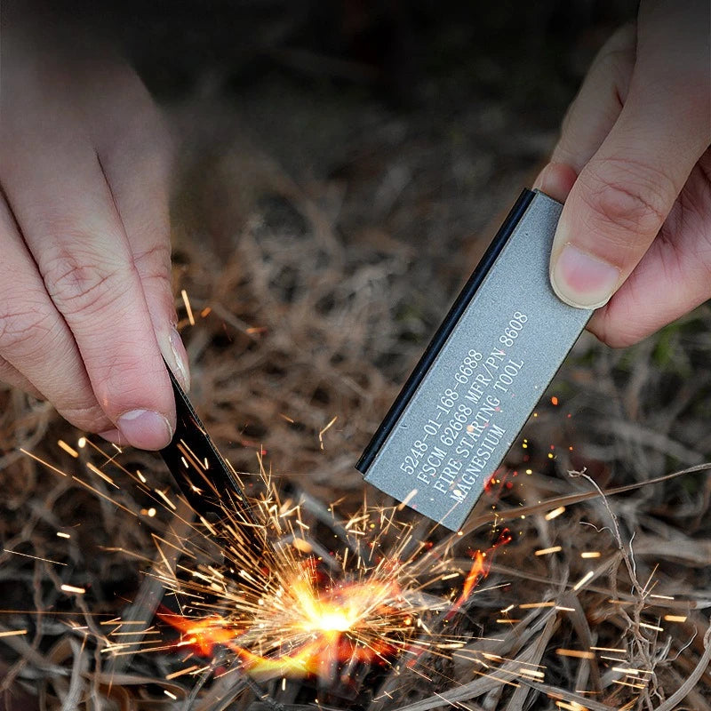 Wasserdichter Magnesium Feuerstarter – Outdoor Survival Flint & Steel Fire Kit, Zuverlässiges Feuerzeug-Werkzeug für Camping, Bushcraft & Notfallausrüstung
