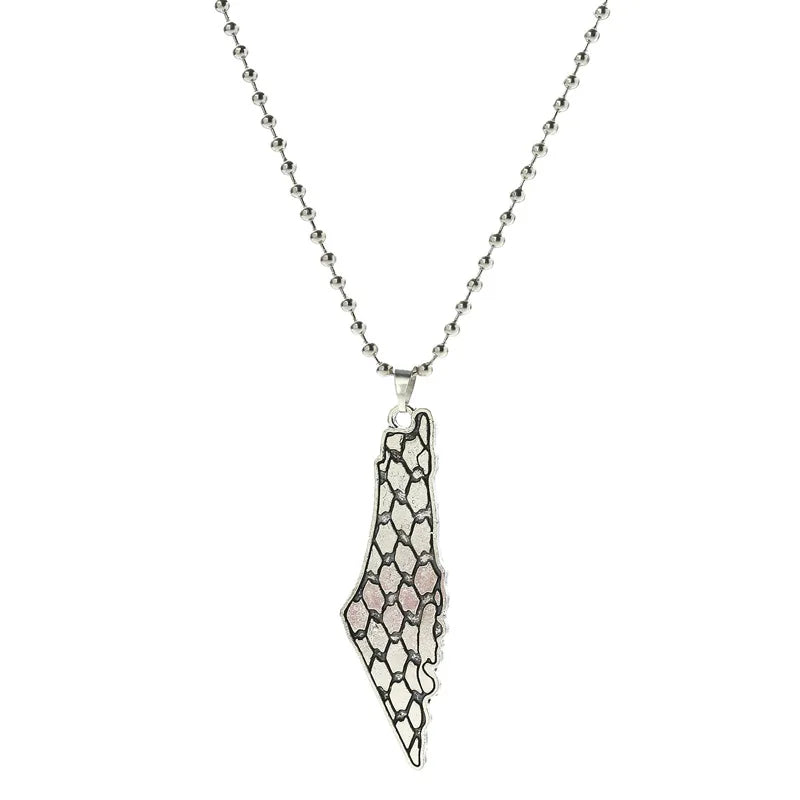 Palästina Flaggen-Halskette – Edelstahl-Look Anhängerkette für Damen & Herren