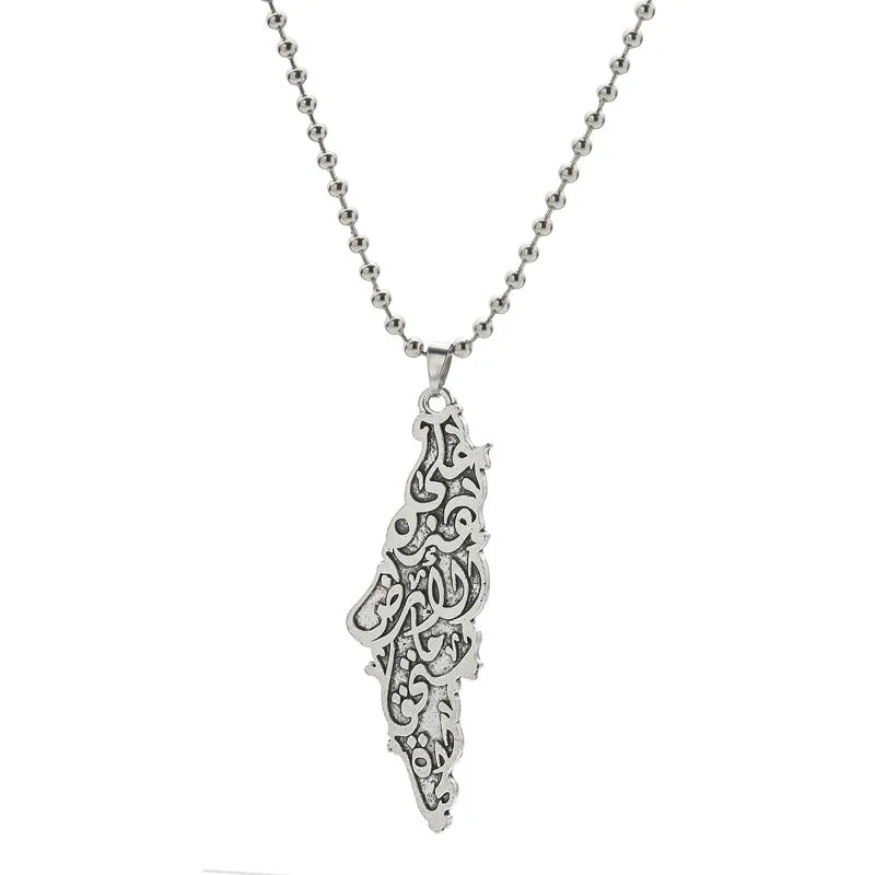 Palästina Karten-Anhänger Halskette – Unisex Kette mit Flaggenmotiv