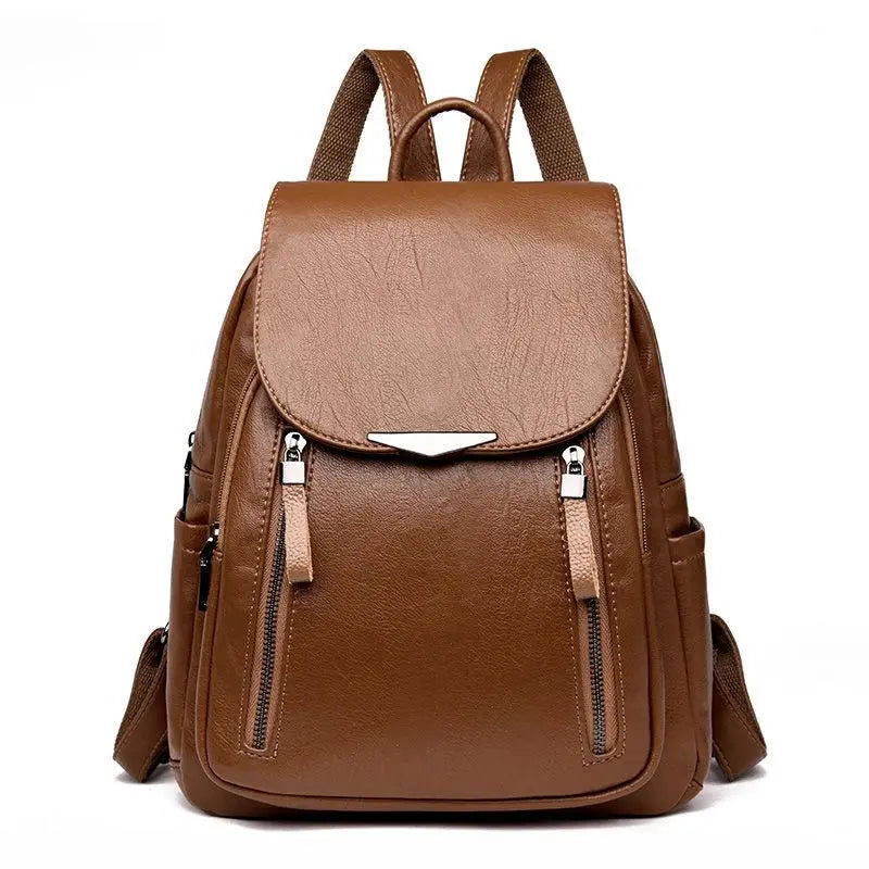 Damen Rucksack aus PU-Leder – Eleganter Freizeit- & Reiserucksack mit Reißverschluss