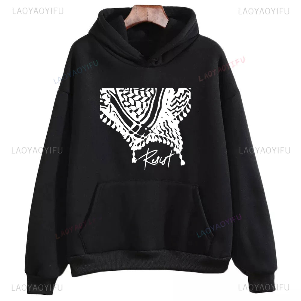 Palästina Hoodie mit Kufiya-Motiv – Warmer Unisex Kapuzenpullover für Damen & Herren