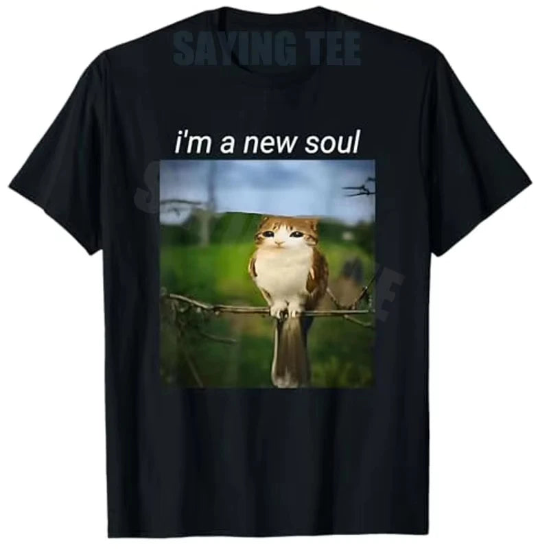 Meowl Meme T-Shirt – Lustiges Cat Owl Graphic Tee aus Baumwolle – Unisex Fun Shirt – Größen S–5XL