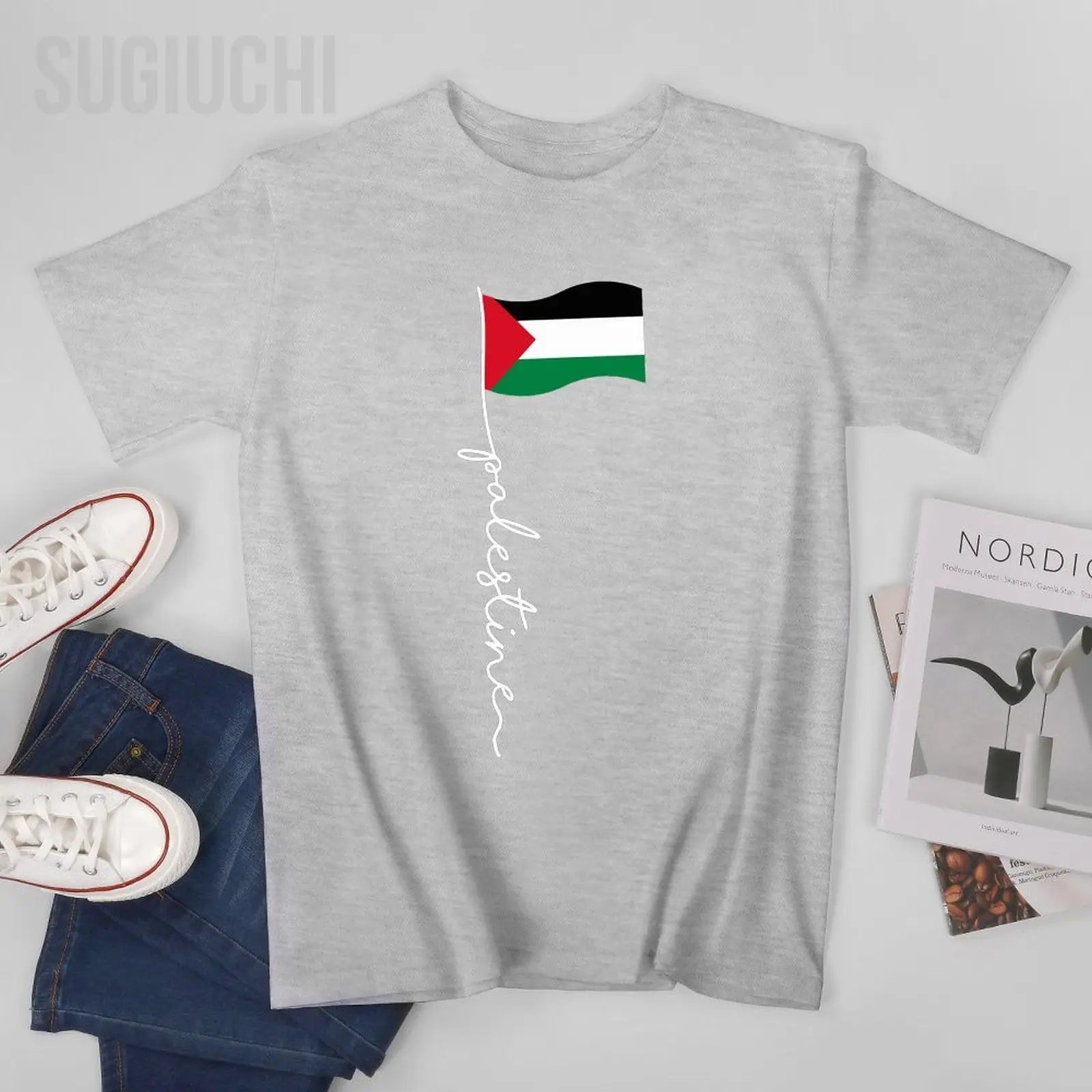 Palästina Flaggen T-Shirt – Unisex Baumwollshirt mit Print | Kurzarm Rundhals
