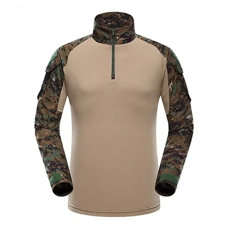 Taktisches Langarm Camouflage Shirt – Herren Outdoor Hunting & Hiking T-Shirt – Atmungsaktiv für Trekking, Airsoft & Camping