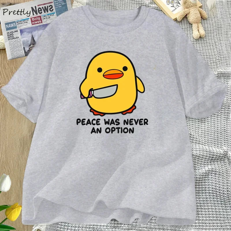 Peace Was Never An Option T-Shirt Damen & Herren – Lustiges Gänse Motiv aus Baumwolle