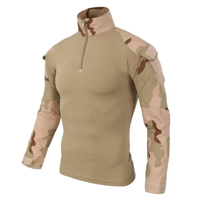 Taktisches Langarm Camouflage Shirt – Herren Outdoor Hunting & Hiking T-Shirt – Atmungsaktiv für Trekking, Airsoft & Camping