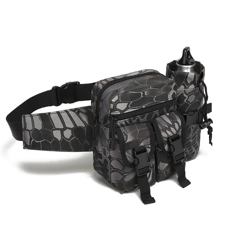 Taktische Gürteltasche mit Flaschenhalter – 6L Outdoor Hüfttasche aus 800D Oxford – Für Wandern, Camping & Trekking