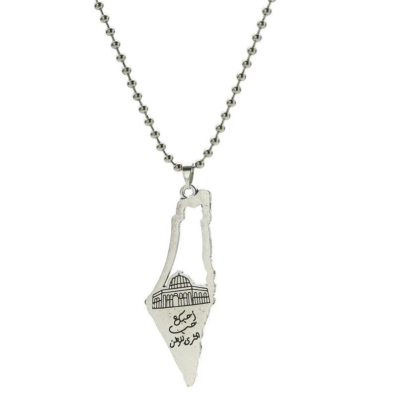 Palästina Karten-Anhänger Halskette – Unisex Kette mit Flaggenmotiv