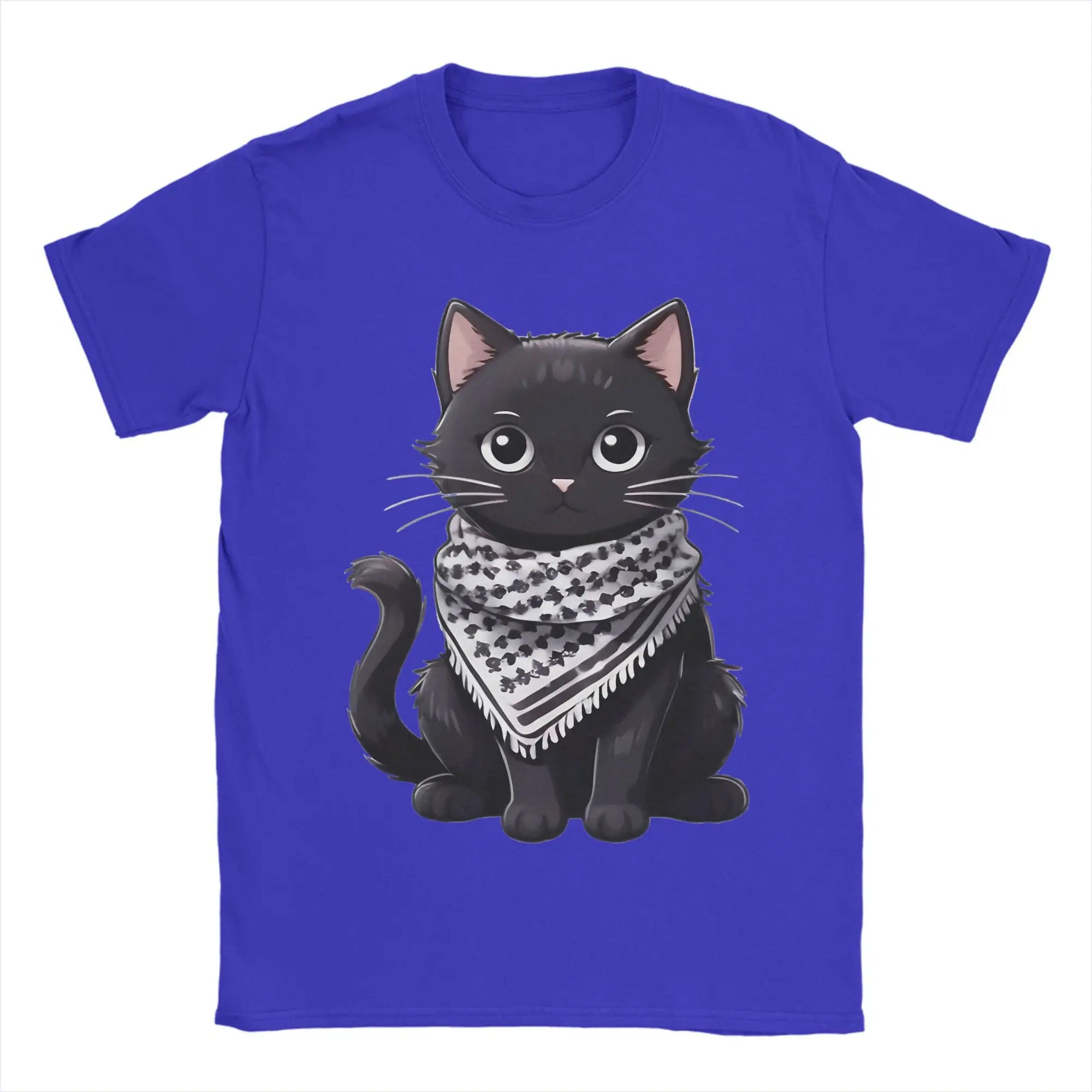 Palästina Katzen T-Shirt mit Kufiya-Motiv – Herren Baumwollshirt | Kurzarm Casual Tee