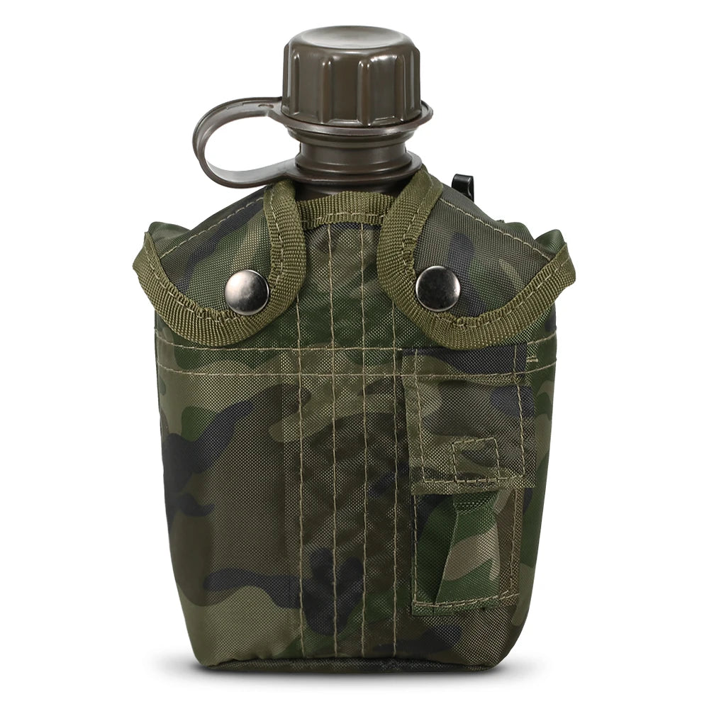 1 Liter Outdoor Feldflasche mit Filz-Hülle – Militär Trinkflasche für Camping, Wandern & Trekking