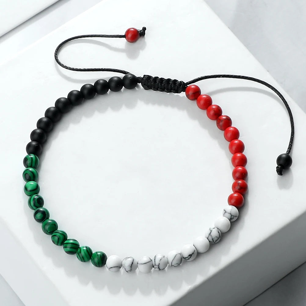 Palästina Armband – Geflochtenes Unisex Armband mit Natursteinperlen