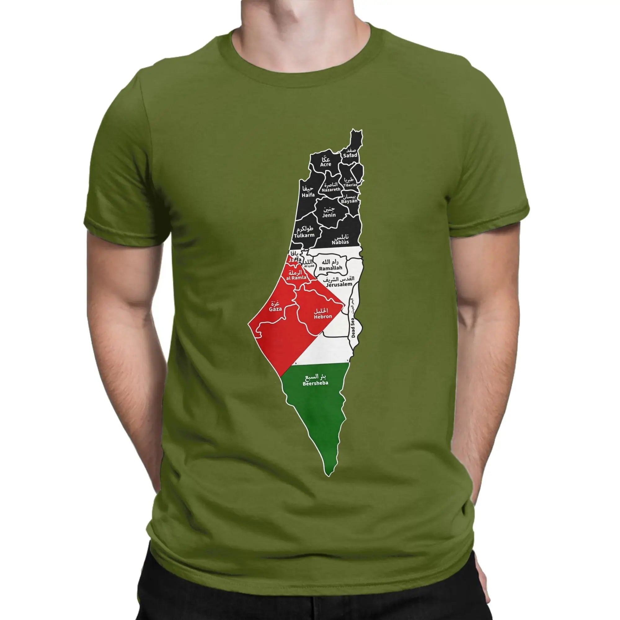 Palästina Karten T-Shirt – Vintage Baumwollshirt mit Print | Unisex Oversize Kurzarmshirt