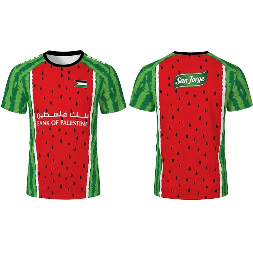Palästina Jersey T-Shirt mit Flaggen- &amp; Wassermelonen-Design – Atmungsaktives Unisex Sportshirt
