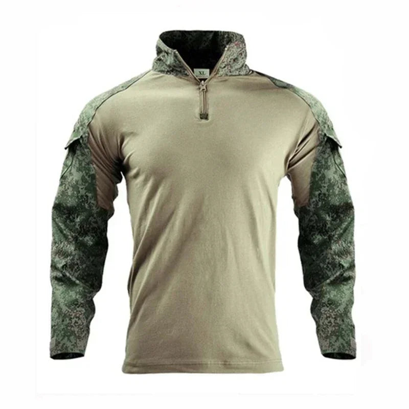 Taktisches Langarm Camouflage Shirt – Herren Outdoor Hunting & Hiking T-Shirt – Atmungsaktiv für Trekking, Airsoft & Camping
