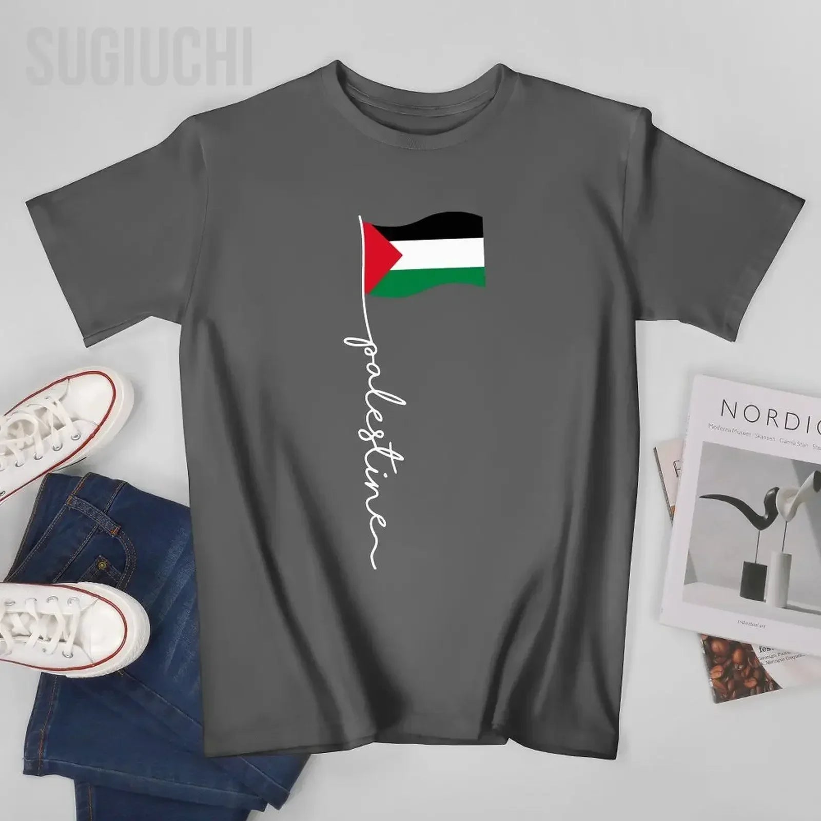 Palästina Flaggen T-Shirt – Unisex Baumwollshirt mit Print | Kurzarm Rundhals